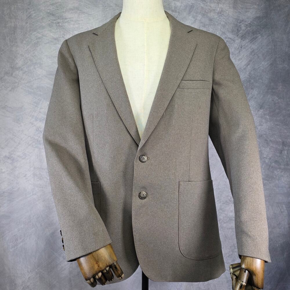 Vintage Levis Blazer Mens 42R Tan Trim Cut Sta-Prest Action Suit Sport Coat Prep - Picture 1 of 16